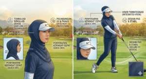 Ilustrasi hijab wanita yang nyaman untuk bermain golf